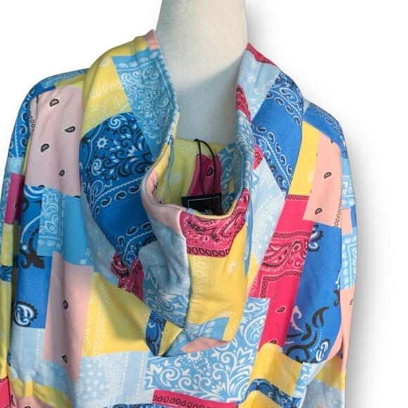 Authentics Bandana Patchwork Pullover Hoodie Sweatshirt Large Multicolor Paisley - Picture 6 of 13